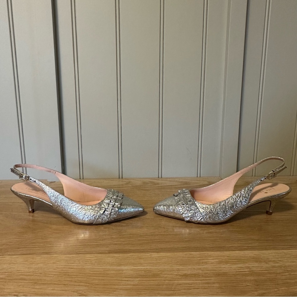 Kate Spade Oliene Silver Slingback Heels - Picture 5 of 16